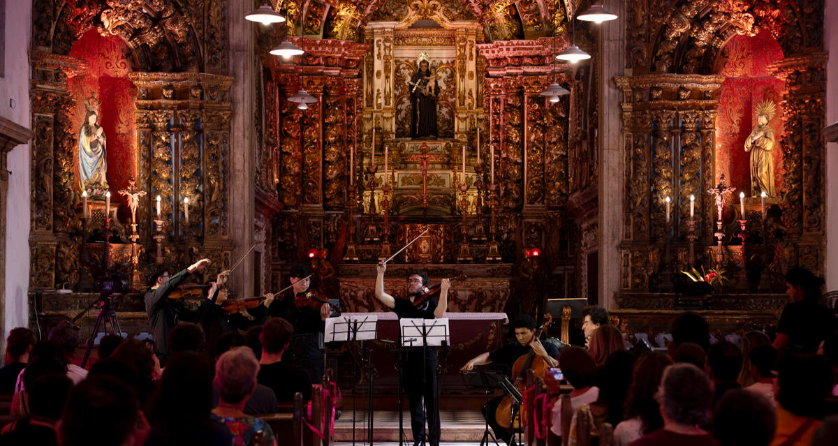 Pablo Araya Betancort performing with Gustavo Dudamel